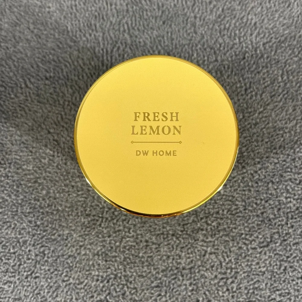 2x DW Home Fresh Lemon Scented Candle 9 oz Yellow Glass Jar Citrus Hand Poured